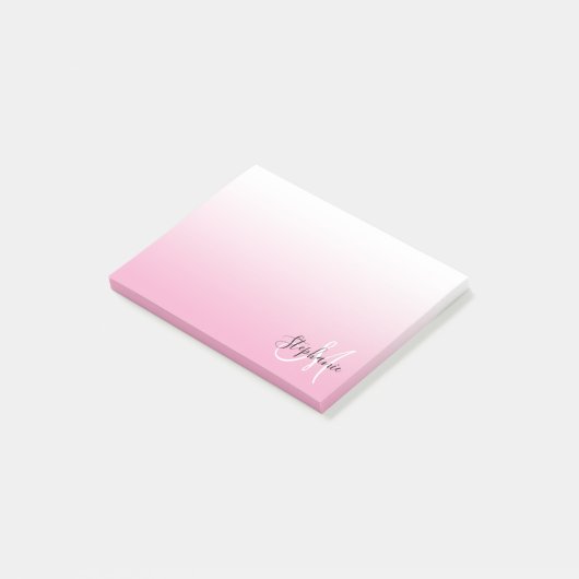 Post-it® Monogramme élégant Ombre rose clair (Incliné)