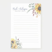 Post-it® Monogramme Elégant tournesol rustique Enseignant e (Devant)