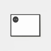 Post-it® Monogramme en cercle noir et blanc simple (Devant)