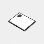 Post-it® Monogramme en cercle noir et blanc simple (Incliné)