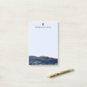 Post-it® Monogramme en marbre de la marine moderne Sky Blue (Sur un bureau)