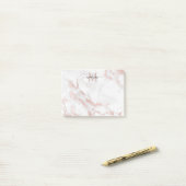 Post-it® Monogramme en marbre d'or rose rose rose moderne (Sur un bureau)