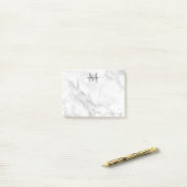 Post-it® Monogramme en marbre gris argent moderne (Sur un bureau)