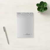 Post-it® Monogramme en métal brossé argenté Nom Luxe (Bureau)