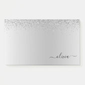 Post-it® Monogramme en métal brossé argenté Nom moderne (Devant)