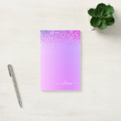 Post-it® Monogramme en métal brossé violet Nom Luxe (Bureau)