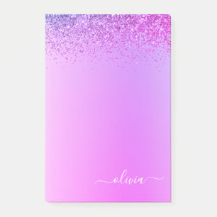 Post-it® Monogramme en métal brossé violet Nom Luxe