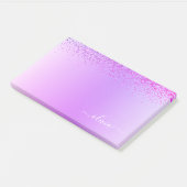 Post-it® Monogramme en métal brossé violet Nom moderne (Incliné)