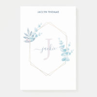 Monogramme encadré d'Eucalyptus à l'aquarelle de L