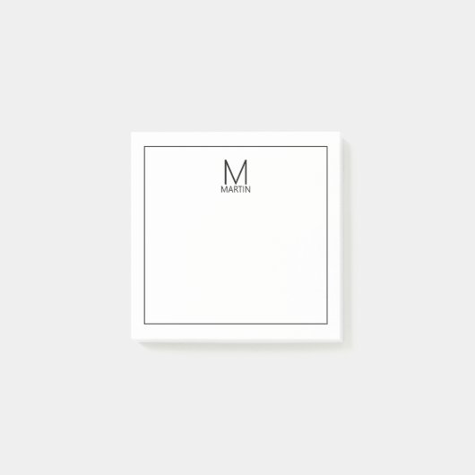 Post-it® Monogramme et bloc-notes de nom personnalisés mode (Devant)