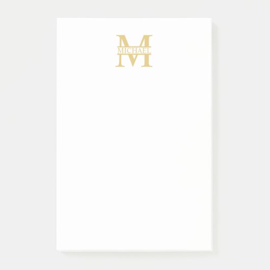 Post-it® Monogramme et nom d'or personnalisé (Devant)