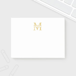 Post-it® Monogramme et nom d'or personnalisé