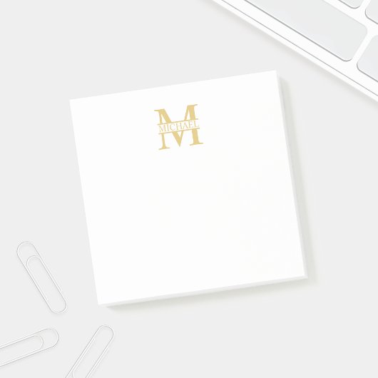 Post-it® Monogramme et nom d'or personnalisé