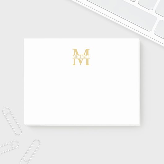 Post-it® Monogramme et nom d'or personnalisé