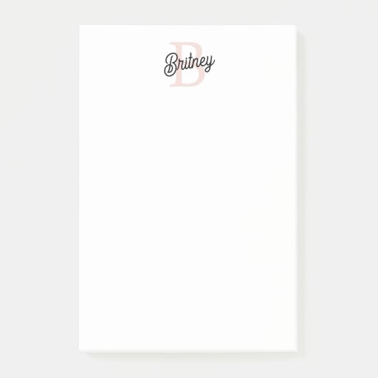 Post-it® Monogramme et nom personnalisé moderne Pastel Pink (Devant)