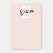 Post-it® Monogramme et nom personnalisé moderne Pastel Pink (Devant)