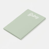 Post-it® Monogramme et nom personnalisés de Sage Vert moder (Incliné)