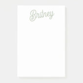 Post-it® Monogramme et nom personnalisés de Sage Vert moder (Devant)