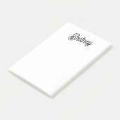 Post-it® Monogramme et nom personnalisés en noir moderne (Incliné)