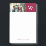 Post-it® Monogramme et photo du bloc de couleur bordeaux<br><div class="desc">monogramme classique et élégant et design photo personnalisé.</div>