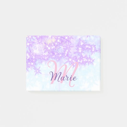 Post-it® Monogramme étoile pailleté rose violet ajouter let (Devant)
