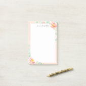 Post-it® Monogramme Eucalyptus Feuille Peony Floral Peach S (Sur un bureau)