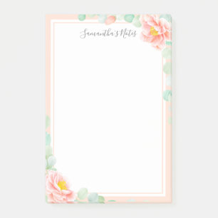 Post-it® Monogramme Eucalyptus Feuille Peony Floral Peach S
