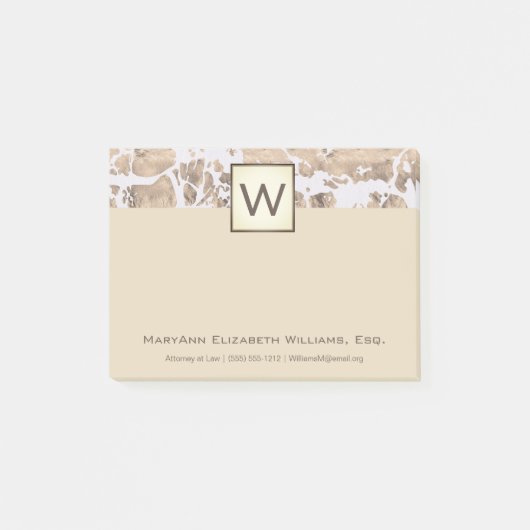 Post-it® Monogramme exécutif en marbre crème (Devant)