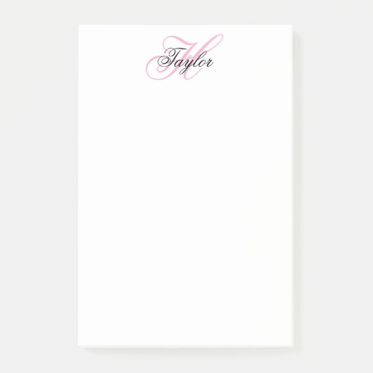 Post-it® Monogramme fantaisie noir et rose (Devant)