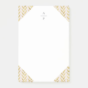 Post-it® Monogramme feuille rose et or