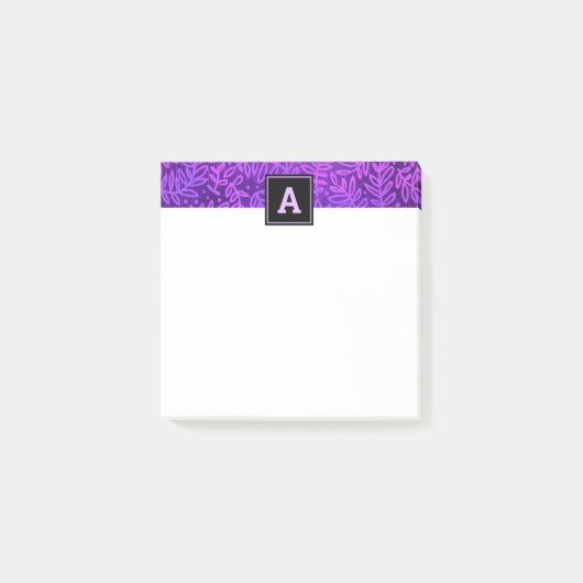 Post-it® Monogramme feuille violet feuillage motif simple m (Devant)