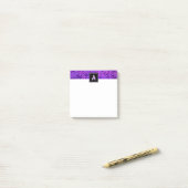 Post-it® Monogramme feuille violet feuillage motif simple m (Sur un bureau)