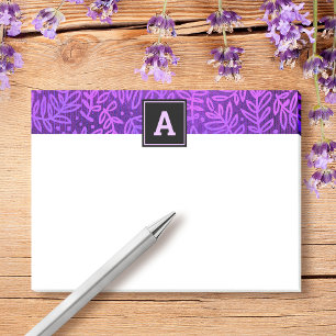 Post-it® Monogramme feuille violet motif botanique audacieu