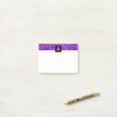 Post-it® Monogramme feuille violet motif botanique audacieu (Sur un bureau)