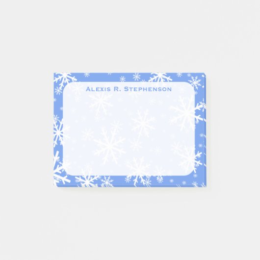 Post-it® Monogramme Flocons de neige sur Bleu barbeau (Devant)