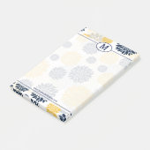 Post-it® Monogramme floral bleu marine et or (Incliné)