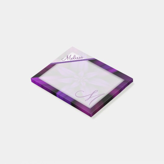 Post-it® Monogramme floral de passion pourpre (Incliné)