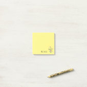 Post-it® Monogramme floral jaune au nom de l'enseignant (Sur un bureau)