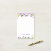 Post-it® Monogramme floral Lilac personnalisé (Sur un bureau)