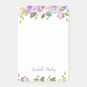 Post-it® Monogramme floral Lilac personnalisé