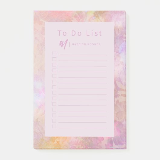 Post-it® Monogramme Floral Pastel Moderne (Devant)