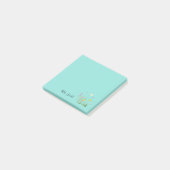 Post-it® Monogramme floral personnalisé bleu Turquoise (Incliné)