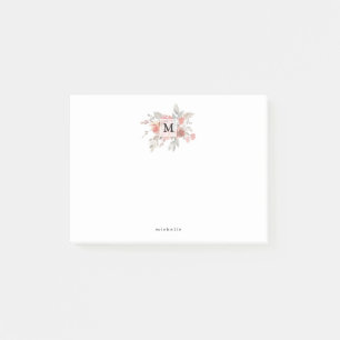 Post-it® Monogramme floral rose poudré élégant