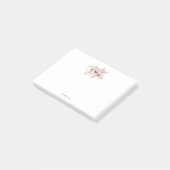 Post-it® Monogramme floral rose poudré élégant (Incliné)