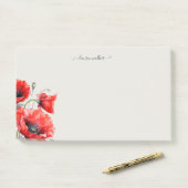Post-it® Monogramme floral rouge (Sur un bureau)