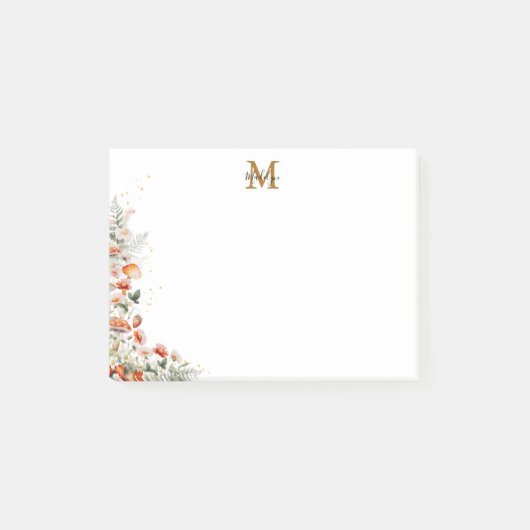 Post-it® Monogramme Forêt Champignons Fleurs Florales botan (Devant)