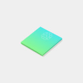 Post-it® Monogramme géométrique cool | Ombre Vert bleu et c (Incliné)