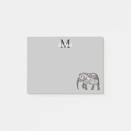 Post-it® Monogramme Graphique mignon Eléphant Noir personna (Devant)