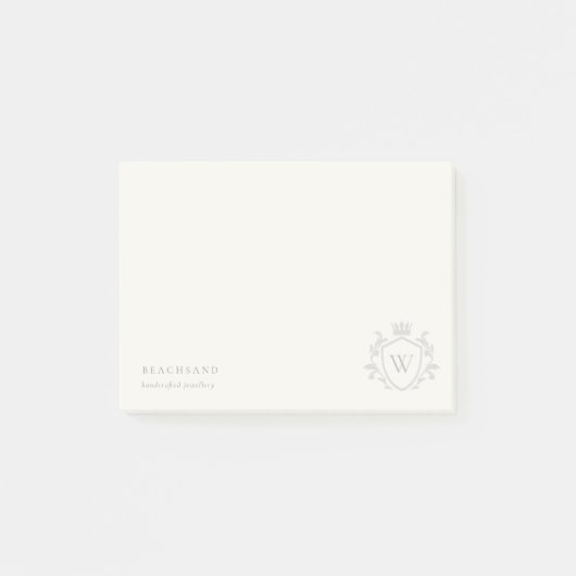 Post-it® Monogramme gris élégant classique Cimier de couron (Devant)