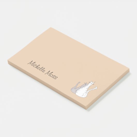 Post-it® Monogramme Gris et blanc Tabby Kitty Cats (Incliné)